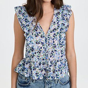 Veronica Beard Araya Top in Cobalt Multi